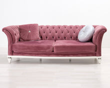 Lataa kuva Galleria-katseluun, 3-istuttava kangassohva vaaleanpunainen