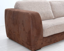 Lataa kuva Galleria-katseluun, 3-istuttava kangassohva ruskea