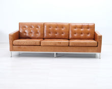 Lataa kuva Galleria-katseluun, 3-istuttava nahkasohva konjakinvärinen