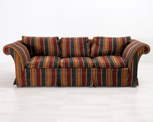 Lataa kuva Galleria-katseluun, 3-istuttava kangassohva raidallinen
