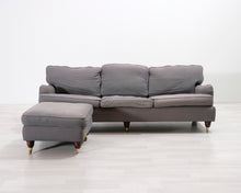 Lataa kuva Galleria-katseluun, 3-istuttava kangassohva ja rahi harmaa