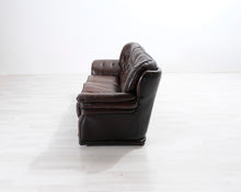 Lataa kuva Galleria-katseluun, 3-istuttava vintage nahkasohva tummanruskea