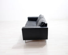 Lataa kuva Galleria-katseluun, 3-istuttava nahkasohva musta