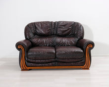 Lataa kuva Galleria-katseluun, 2-istuttava nahkasohva ruskea