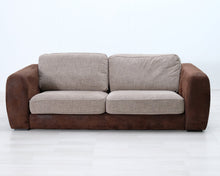 Lataa kuva Galleria-katseluun, 3-istuttava kangassohva ruskea