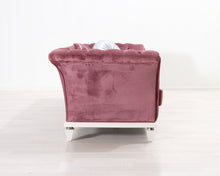 Lataa kuva Galleria-katseluun, 3-istuttava kangassohva vaaleanpunainen