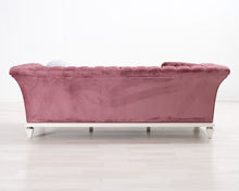 Lataa kuva Galleria-katseluun, 3-istuttava kangassohva vaaleanpunainen