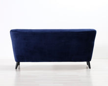 Lataa kuva Galleria-katseluun, 3-istuttava kangassohva samettia tummansininen