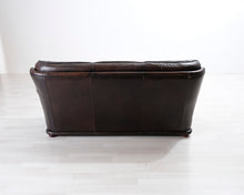 Lataa kuva Galleria-katseluun, 3-istuttava vintage nahkasohva tummanruskea