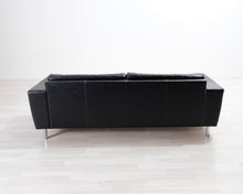 Lataa kuva Galleria-katseluun, 3-istuttava nahkasohva musta