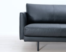 Load image into Gallery viewer, Asko 4-istuttava nahkasohva musta