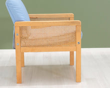 Lataa kuva Galleria-katseluun, Nojatuoli vaaleansinisellä verhoilulla