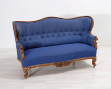 Lataa kuva Galleria-katseluun, Antiikkinen 2-istuttava sohva sininen