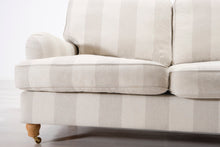 Lataa kuva Galleria-katseluun, 2-istuttava Oxford-tyylinen kangassohva raidallinen