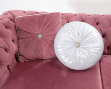 Lataa kuva Galleria-katseluun, 3-istuttava kangassohva vaaleanpunainen