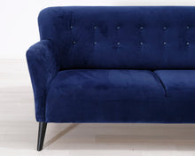 Lataa kuva Galleria-katseluun, 3-istuttava kangassohva samettia tummansininen