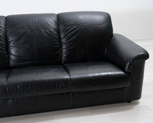 Lataa kuva Galleria-katseluun, 3-istuttava nahkasohva musta