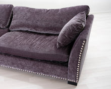 Lataa kuva Galleria-katseluun, 3-istuttava samettisohva harmaa