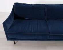 Lataa kuva Galleria-katseluun, 3-istuttava kangassohva tummansininen