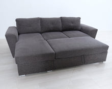 Load image into Gallery viewer, 4-istuttava harmaa divaani-vuodesohva