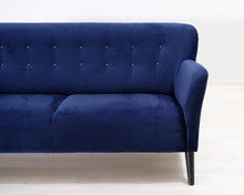 Lataa kuva Galleria-katseluun, 3-istuttava kangassohva samettia tummansininen