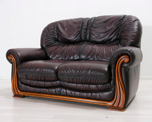 Lataa kuva Galleria-katseluun, 2-istuttava nahkasohva ruskea