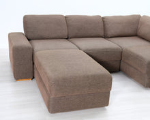 Load image into Gallery viewer, Asko 4-istuttava kulmasohva ja rahi ruskea