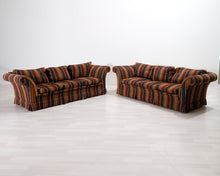 Lataa kuva Galleria-katseluun, 3-istuttava kangassohva raidallinen