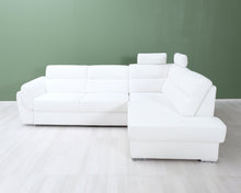 Lataa kuva Galleria-katseluun, 5-istuttava kulmasohva valkoinen nahka