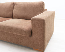 Lataa kuva Galleria-katseluun, 3-istuttava kangassohva ruskea