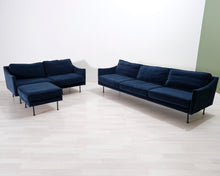 Lataa kuva Galleria-katseluun, 3-istuttava kangassohva tummansininen