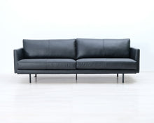 Load image into Gallery viewer, Asko 4-istuttava nahkasohva musta