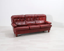 Lataa kuva Galleria-katseluun, 3-istuttava nahkasohva punainen