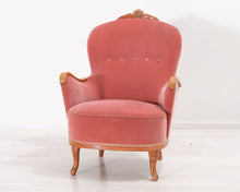 Lataa kuva Galleria-katseluun, Antiikkinen nojatuoli vaaleanpunainen