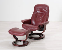 Lataa kuva Galleria-katseluun, Nahkainen nojatuoli ja rahi viininpunainen
