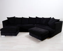 Lataa kuva Galleria-katseluun, 6-istuttava kangassohva ja kaksi rahia musta
