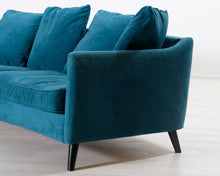 Lataa kuva Galleria-katseluun, 3-istuttava samettisohva turkoosi
