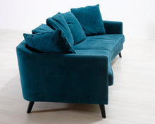 Lataa kuva Galleria-katseluun, 3-istuttava samettisohva turkoosi
