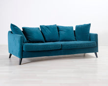 Lataa kuva Galleria-katseluun, 3-istuttava samettisohva turkoosi
