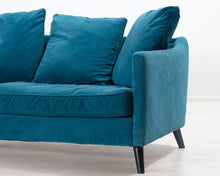 Lataa kuva Galleria-katseluun, 3-istuttava samettisohva turkoosi
