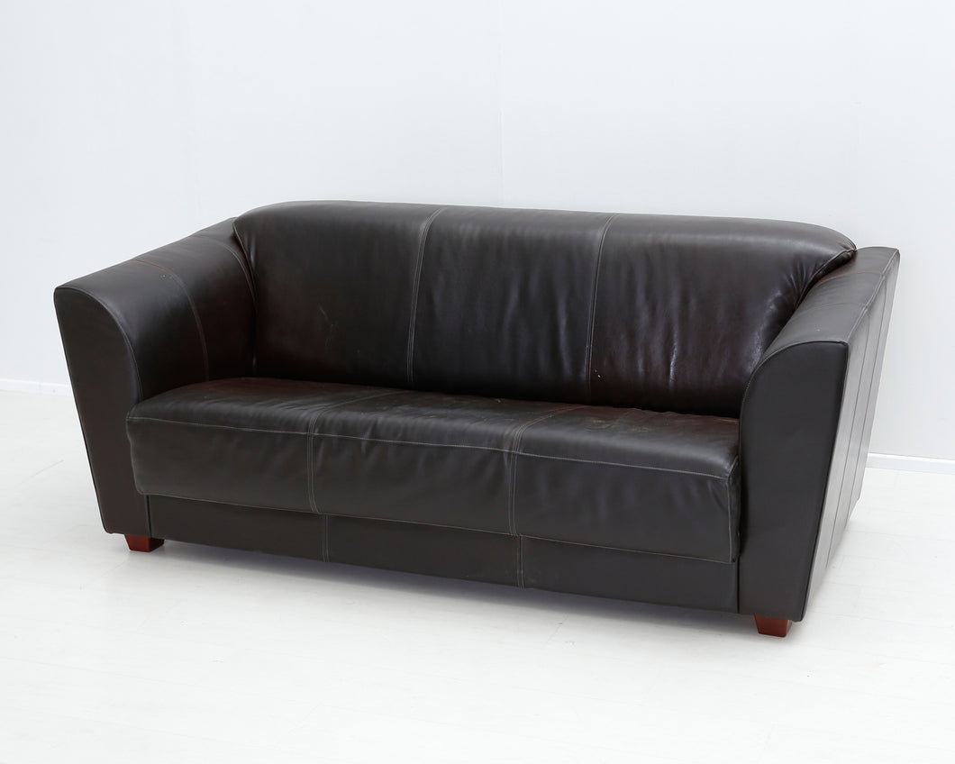 3-istuttava nahkasohva tummanruskea