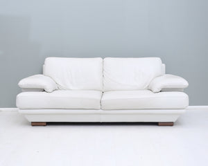 Natuzzi 2-istuttava nahkasohva valkoinen
