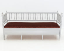 Lataa kuva Galleria-katseluun, Kustavilainen sohva samettikankaalla valkoinen
