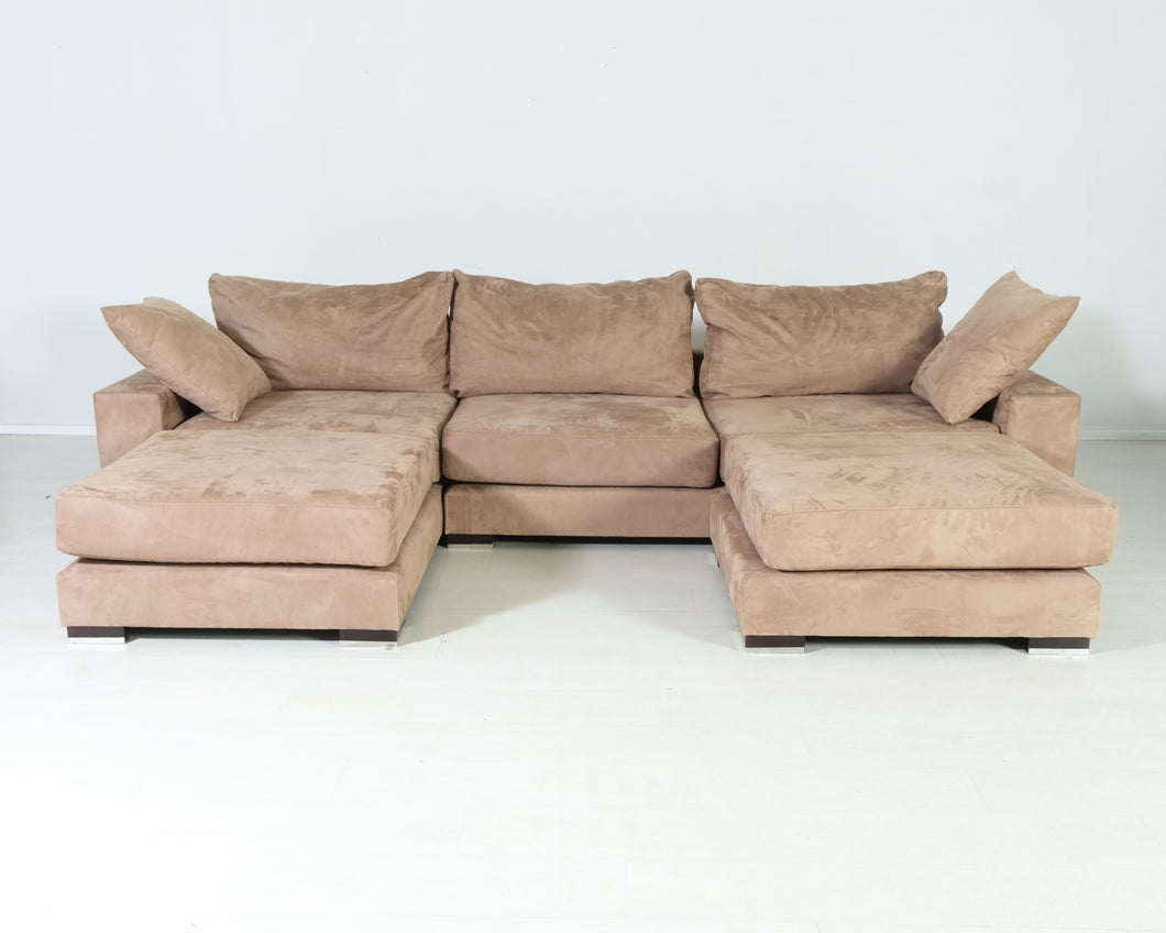 3-istuttava moduulisohva rahilla vaaleanruskea