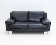 Load image into Gallery viewer, Asko 2-istuttava nahkasohva musta
