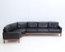 Load image into Gallery viewer, Asko Hidalgo nahkainen vintage kulmasohva musta
