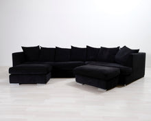 Lataa kuva Galleria-katseluun, 6-istuttava kangassohva ja kaksi rahia musta
