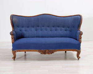 Antiikkinen 2-istuttava sohva sininen