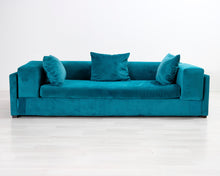 Lataa kuva Galleria-katseluun, 3-istuttava samettisohva turkoosi
