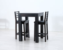 Load image into Gallery viewer, Baaripöytä ja kaksi tuolia tummanruskea
